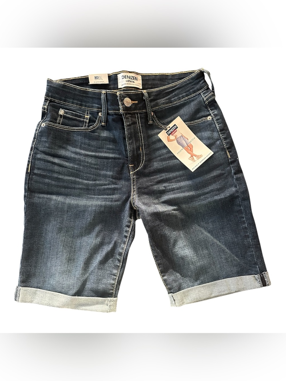Denizen from Levi's Dark Blue Rolled-Hem Denim Bermudas